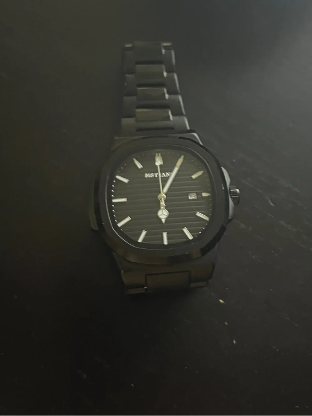 Men's Black Stainless Steel Bracelet Watch - Sleek All-Black Design